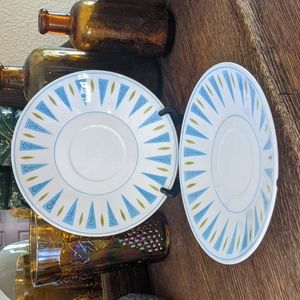 💙Miska Cera-Stone Two Saucers Blue Point 3134-B Japan